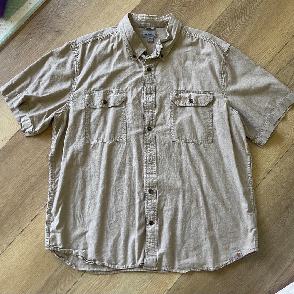 Carhartt Tan Button-Up Shirt see note about sizing
